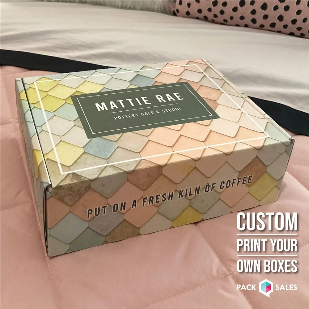 Pastel geometric custom mailer box for Mattie Rae