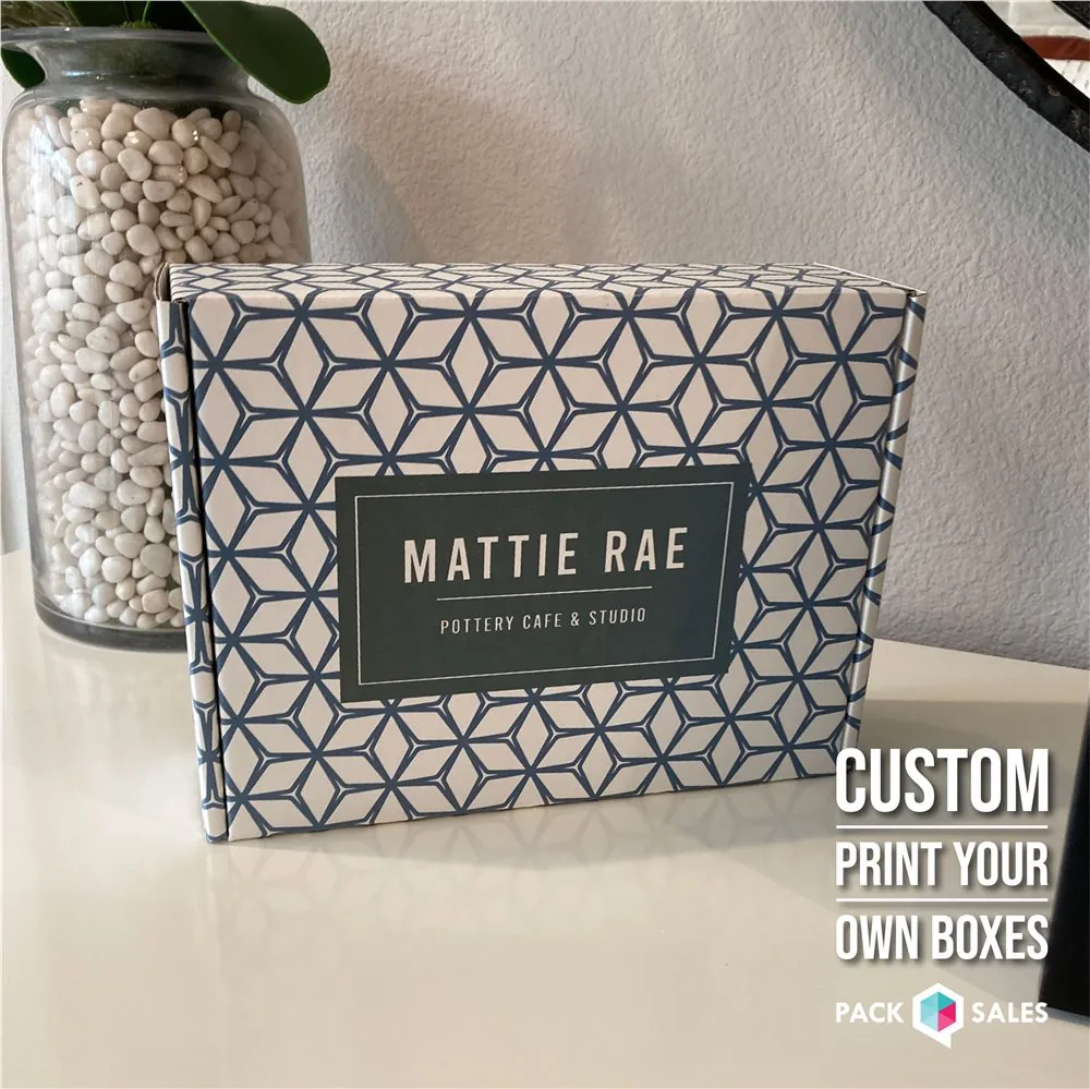 Upright navy geometric custom mailer box