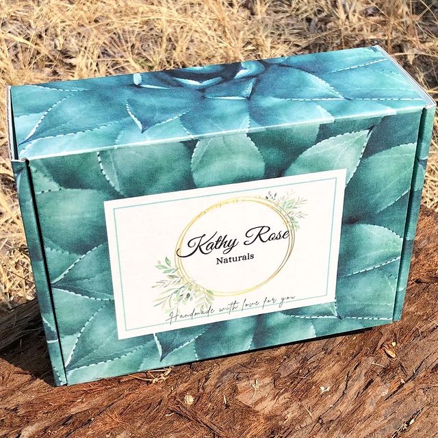 Turquoise watercolor mailer for 'Silky Skin Co' skincare