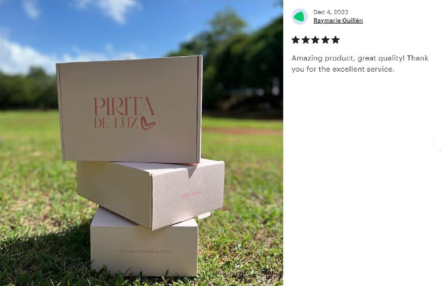 White mailer for wedding with elegant pink logo and side window photo