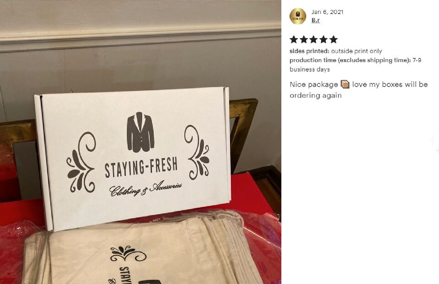 Kraft mailer with printed 'Strong + Steady Coffee' logo